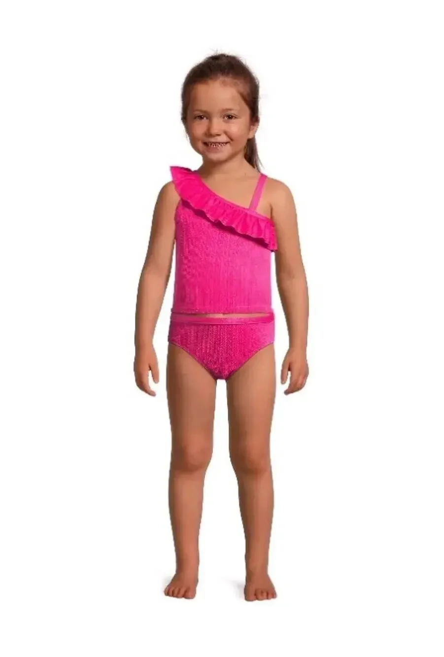 Wonder Nation Toddler Girl Pink Ruffle Strap Tankini 2 Piece Swimsuit Size 12M